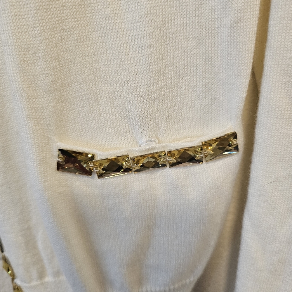 Jones New York Medium Cream Sweater w/ Citrine Color Beads - Picture 5 of 6